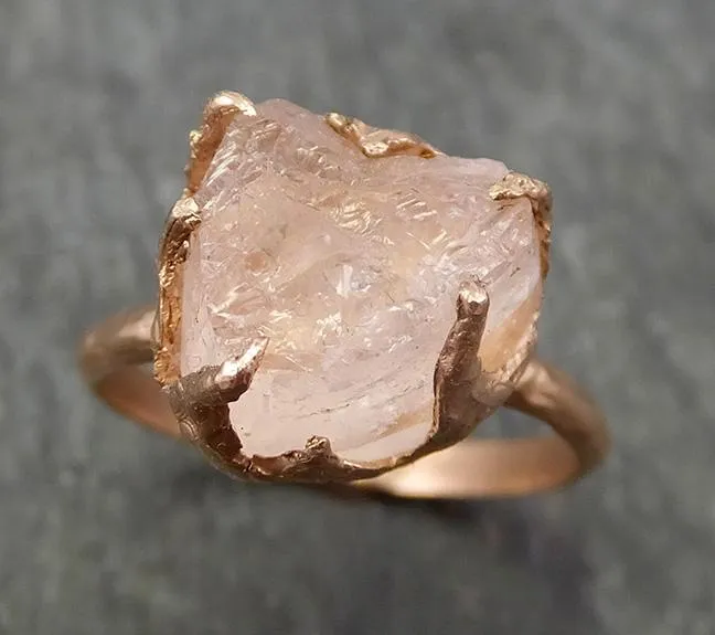 raw rough morganite 14k rose gold solitaire pink gemstone ring statement ring raw gemstone jewelry byangeline 0697 Alternative Engagement