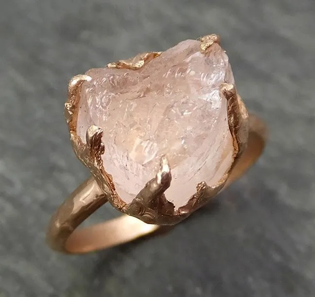 raw rough morganite 14k rose gold solitaire pink gemstone ring statement ring raw gemstone jewelry byangeline 0697 Alternative Engagement