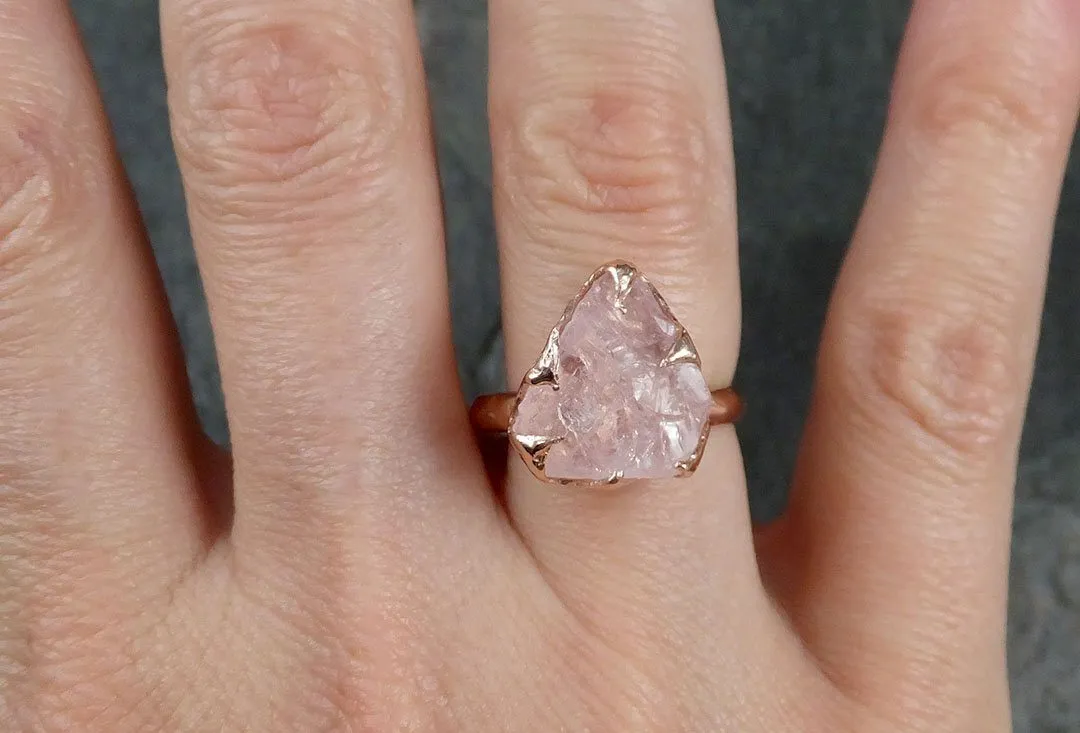 raw rough morganite 14k rose gold solitaire pink gemstone ring statement ring raw gemstone jewelry byangeline 1265 Alternative Engagement