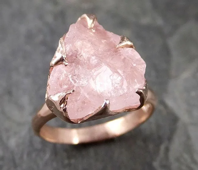 raw rough morganite 14k rose gold solitaire pink gemstone ring statement ring raw gemstone jewelry byangeline 1265 Alternative Engagement