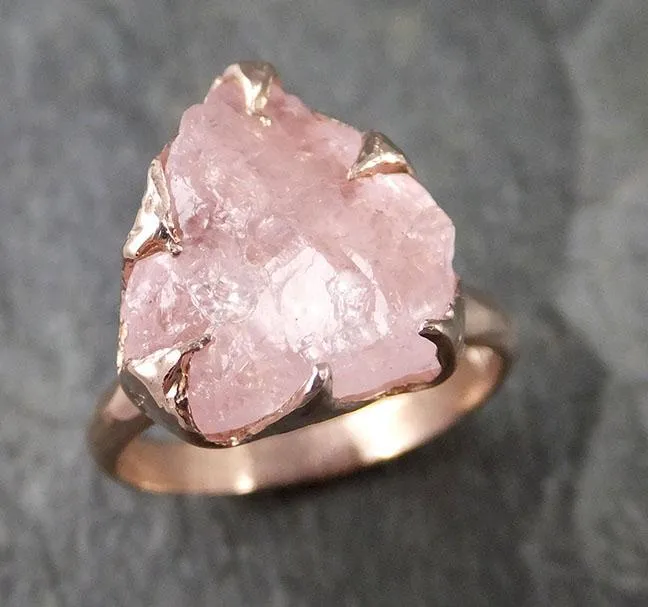 raw rough morganite 14k rose gold solitaire pink gemstone ring statement ring raw gemstone jewelry byangeline 1265 Alternative Engagement
