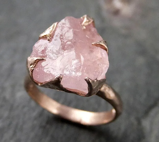 raw rough morganite 14k rose gold solitaire pink gemstone ring statement ring raw gemstone jewelry byangeline 1265 Alternative Engagement