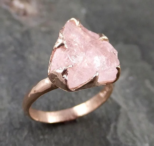 raw rough morganite 14k rose gold solitaire pink gemstone ring statement ring raw gemstone jewelry byangeline 1265 Alternative Engagement