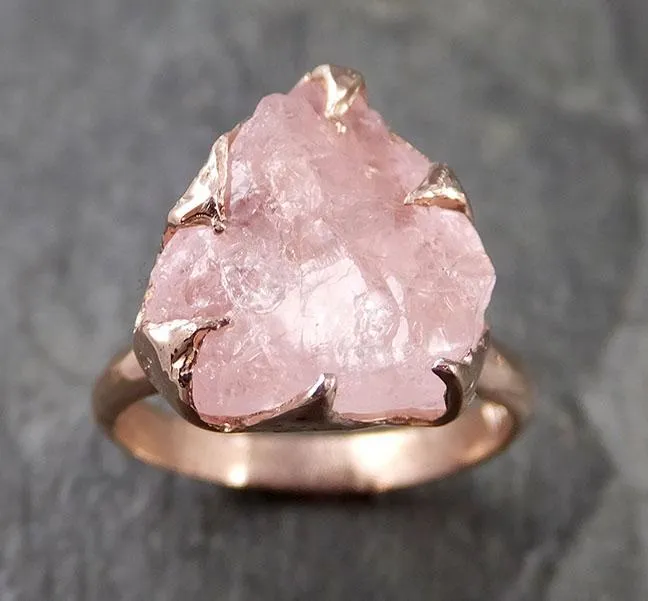 raw rough morganite 14k rose gold solitaire pink gemstone ring statement ring raw gemstone jewelry byangeline 1265 Alternative Engagement