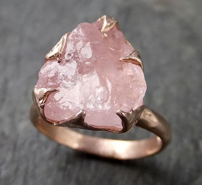 raw rough morganite 14k rose gold solitaire pink gemstone ring statement ring raw gemstone jewelry byangeline 1265 Alternative Engagement