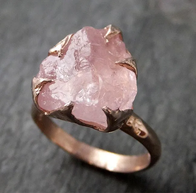 raw rough morganite 14k rose gold solitaire pink gemstone ring statement ring raw gemstone jewelry byangeline 1265 Alternative Engagement