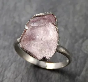 raw rough morganite 14k white gold solitaire pink gemstone ring statement ring raw gemstone jewelry byangeline 1022 Alternative Engagement