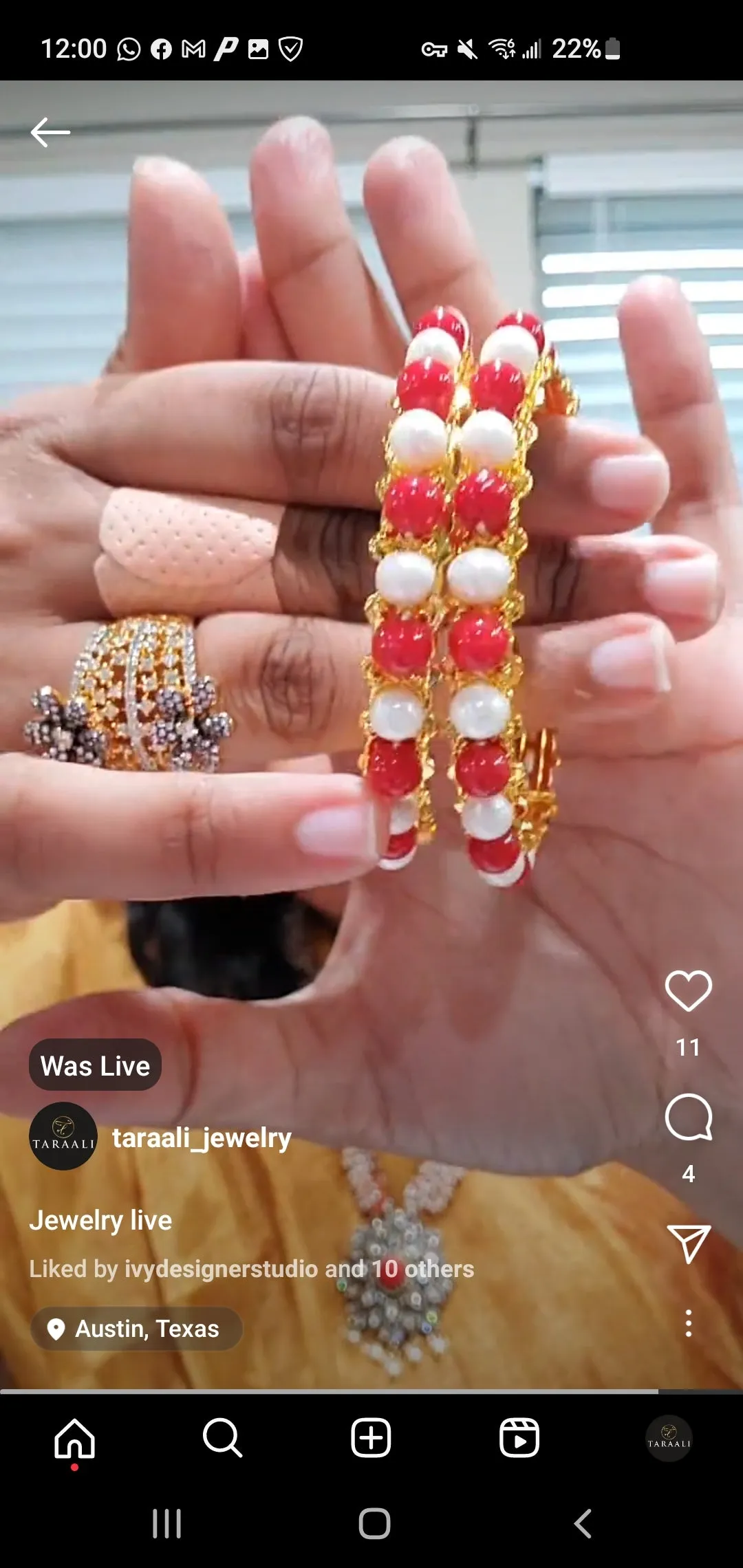 Real Pearl-Coral Bangles
