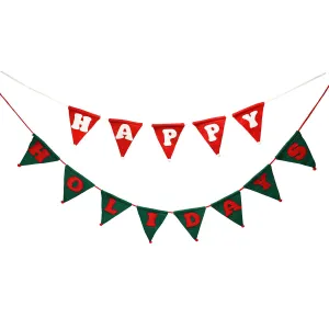 Red and Green Happy Holidays Banner