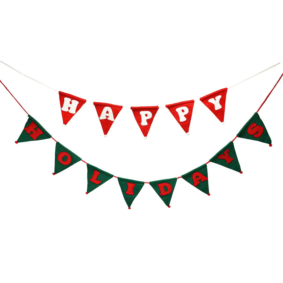 Red and Green Happy Holidays Banner