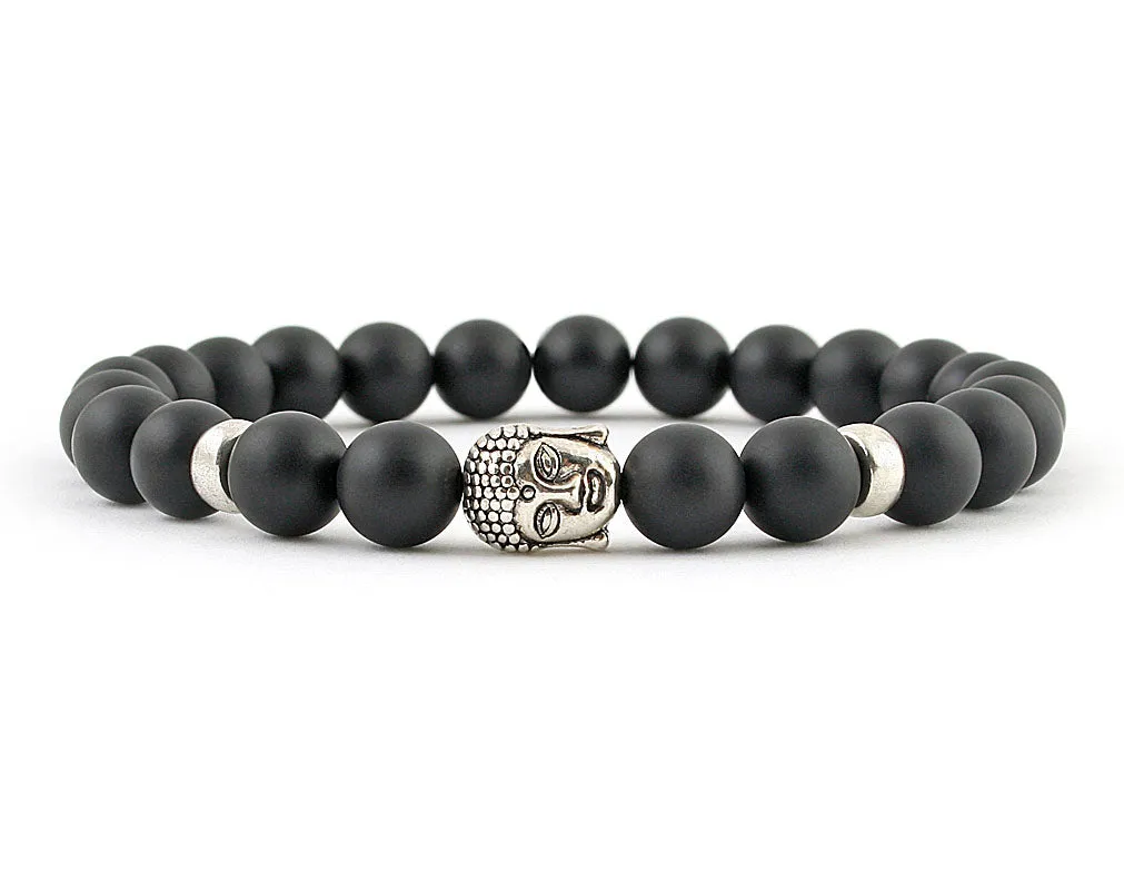 Religious Buddha Black matte onyx bracelet