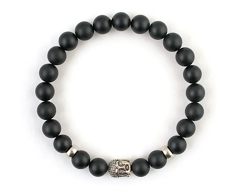 Religious Buddha Black matte onyx bracelet