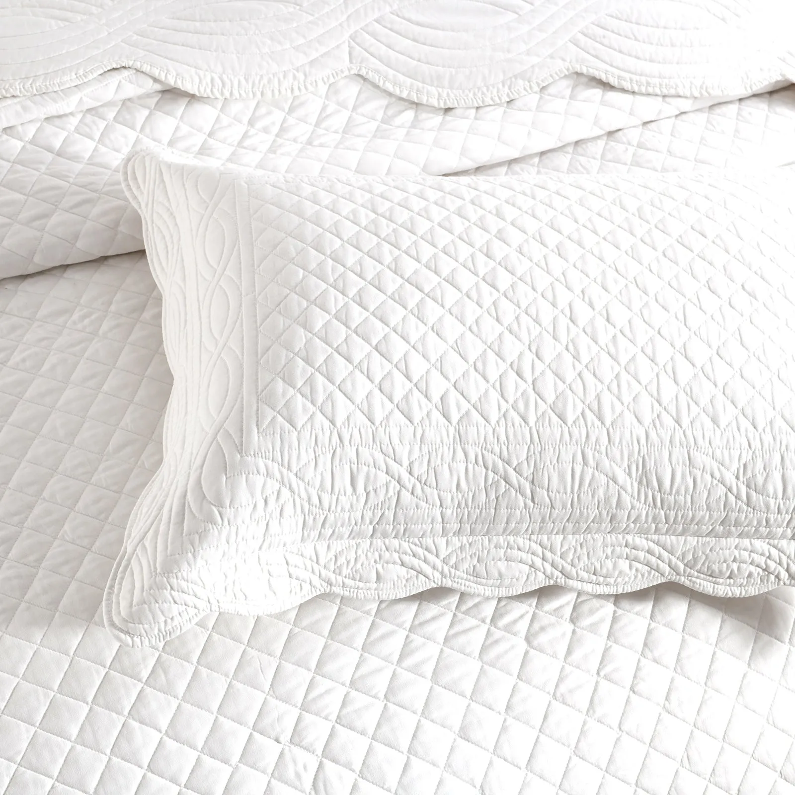 Renee Taylor Scallop Jacquard Coverlet Set - PEARL