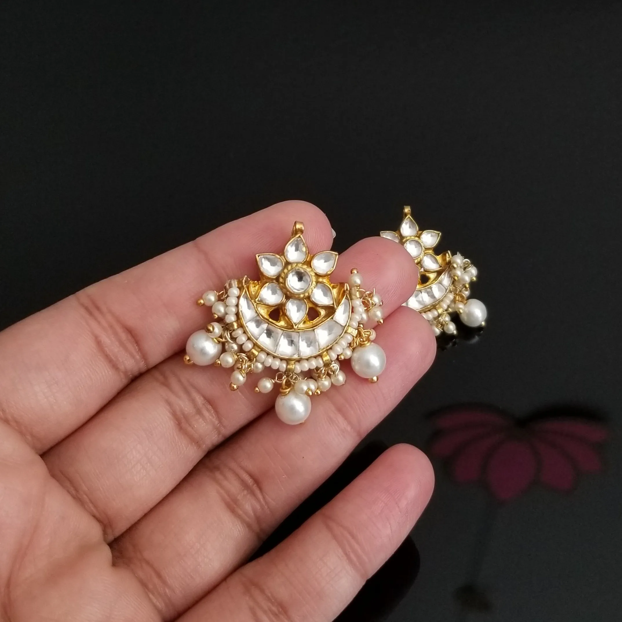 Reserved For Amala Manjunathan Kundans Studs With Pearl Drops