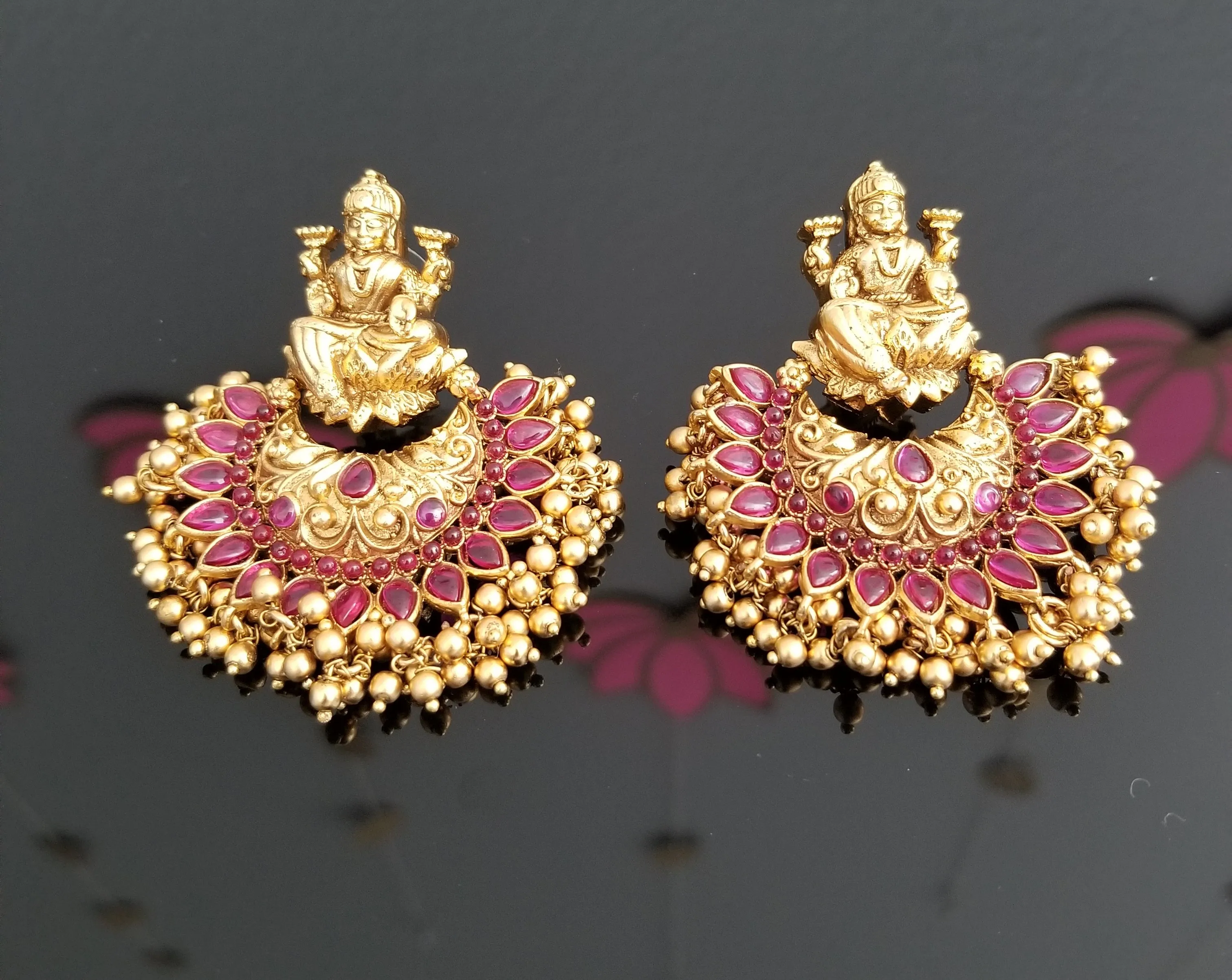 Reserved For Bhavana Suresh South indian temple style chandbalis with gold plating