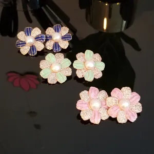 RESERVED FOR JYOTHI American diamond enamel studs with rose gold finish
