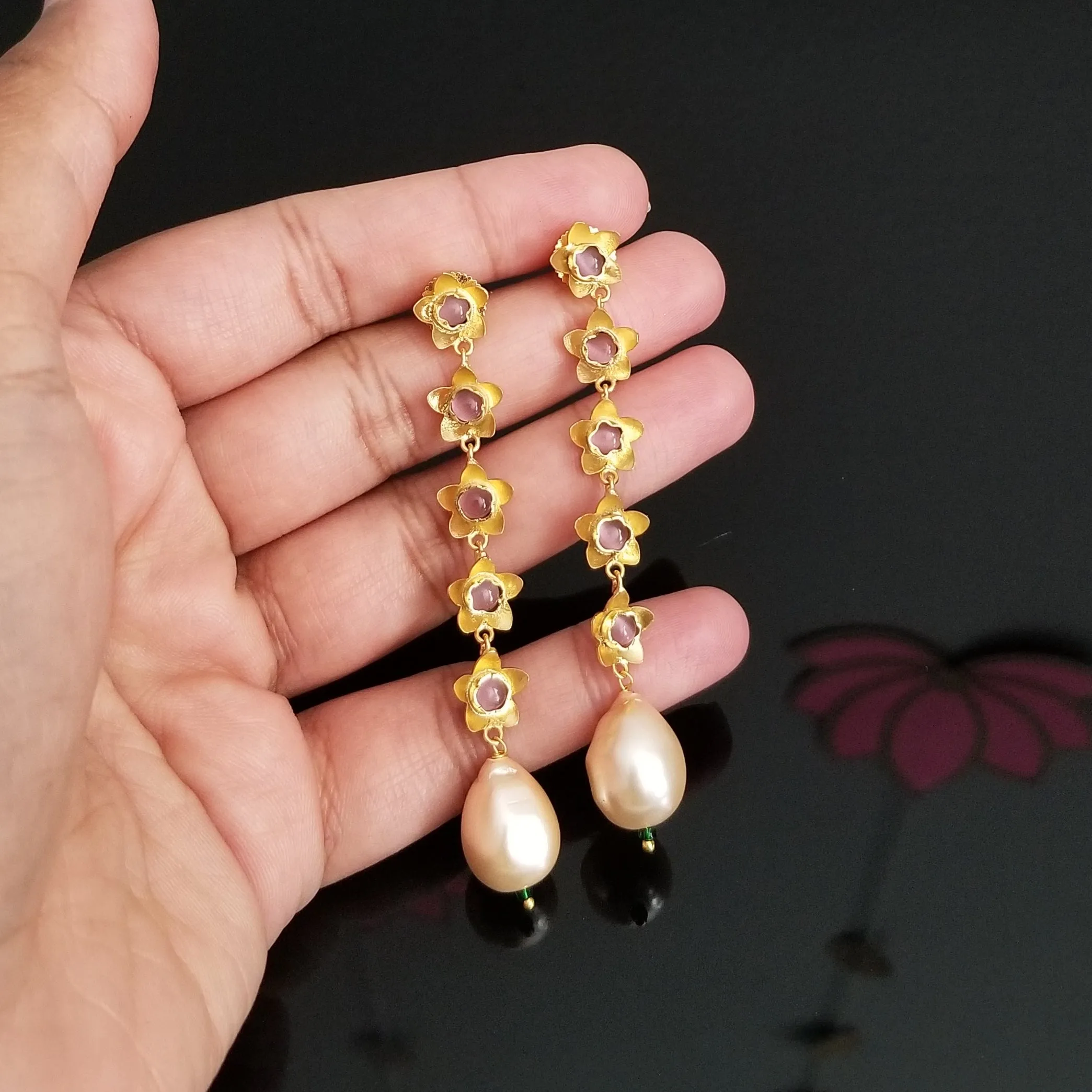 Reserved For Kusuma V Dainty Pearl Tassel Earrings
