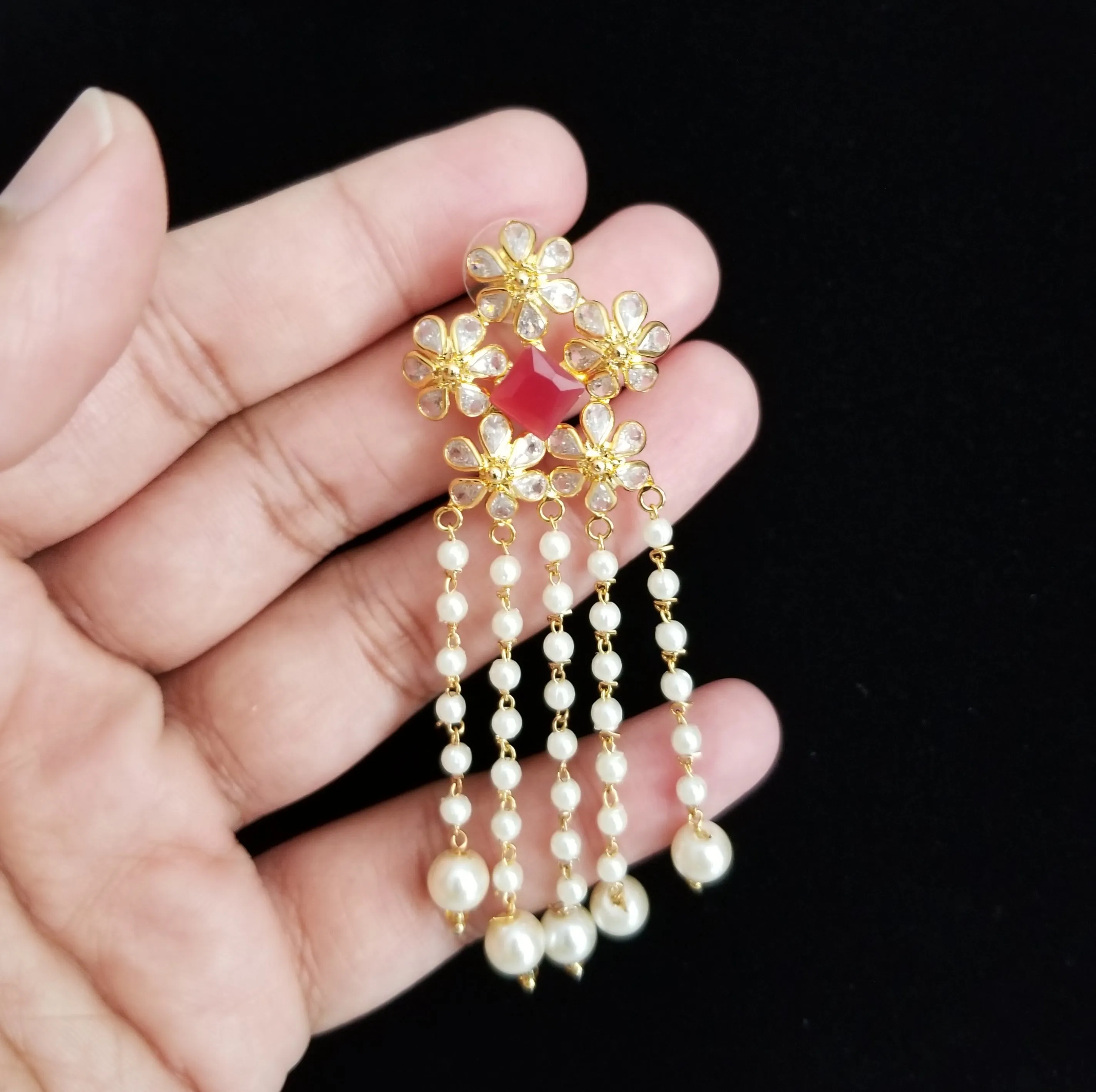 Reserved For Sowmya P and Niharika Beelu  Light Weight Pearl Tassel Jhumkas