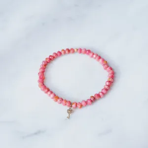 Rhodochrosite Bracelet with 14K Key Charm
