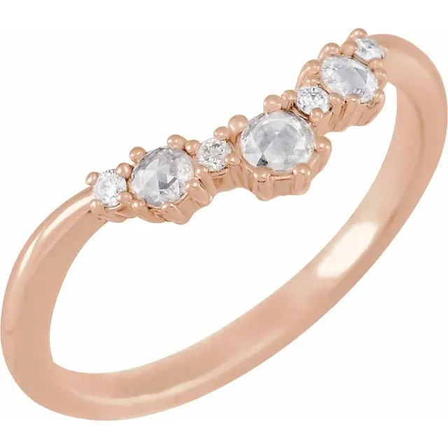 Rose Cut and Faceted Diamond Contour Band