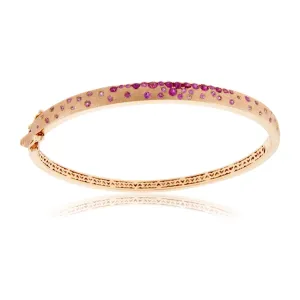 Rose Gold Satin Finish Flush Set Ruby & Sapphire Bracelet