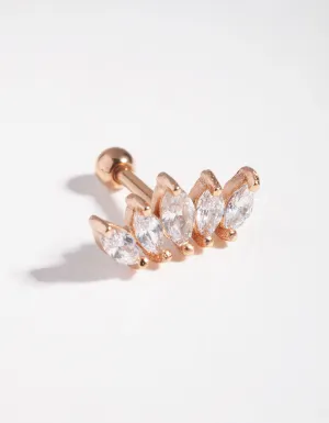 Rose Gold Surgical Steel Marquise Stone Barbell