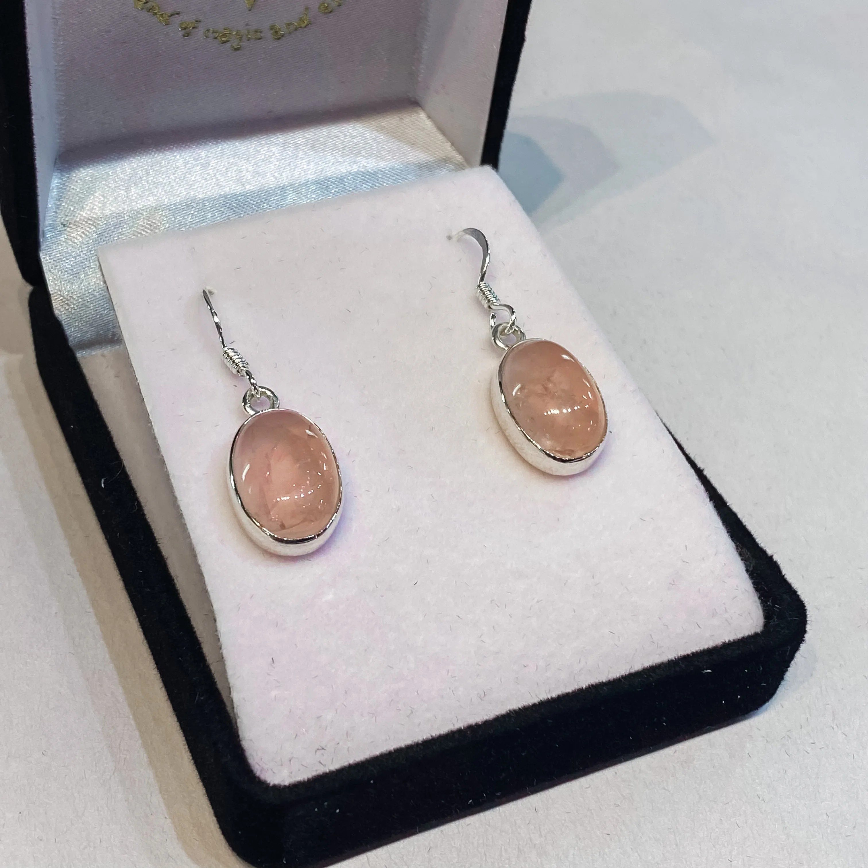 Rose Quartz Earrings - Oval