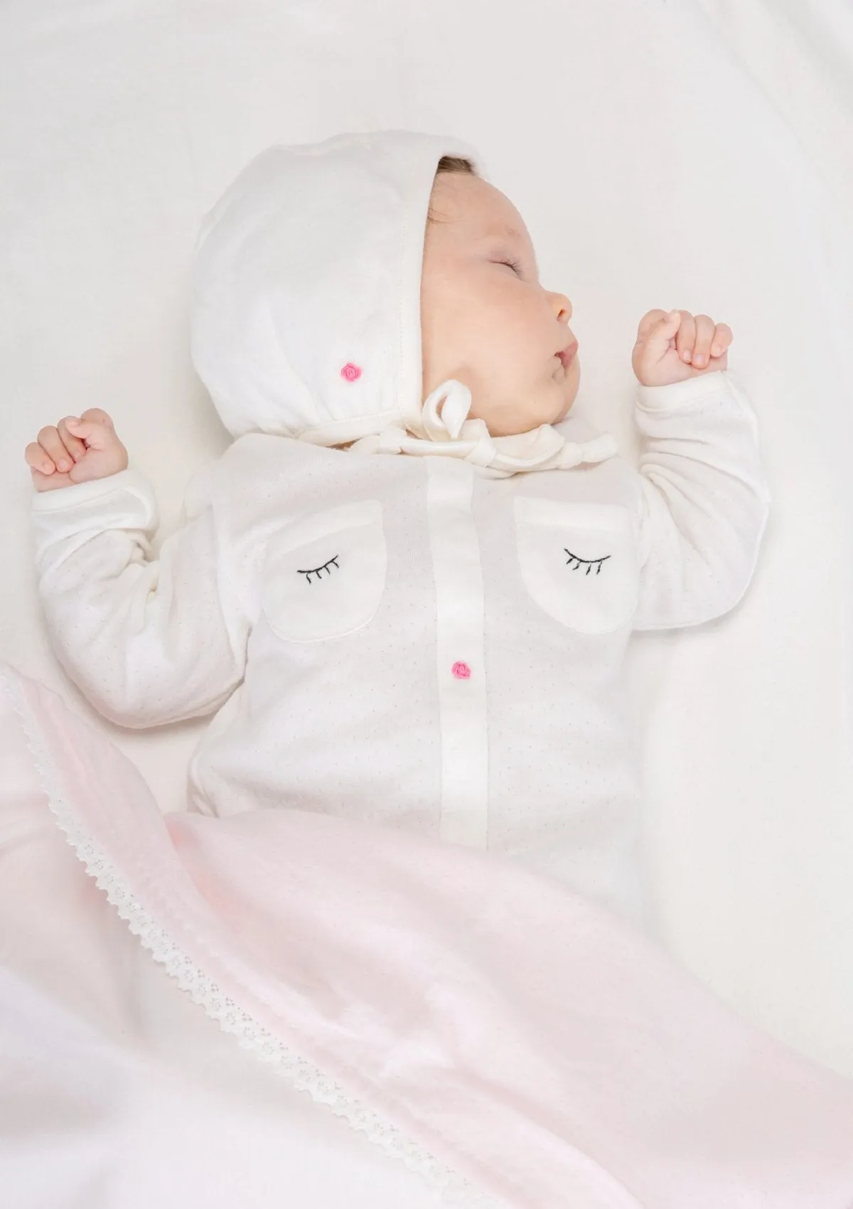 Rose Reversible Bonnet, Ivory