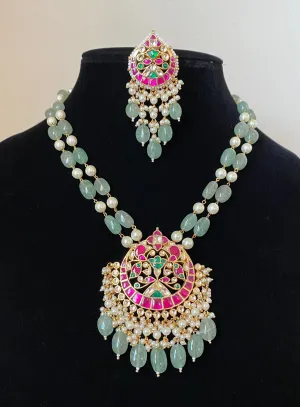 Sai (Shree Sailaja) Pachi Kundan Beads Necklace Set With Gold Plating