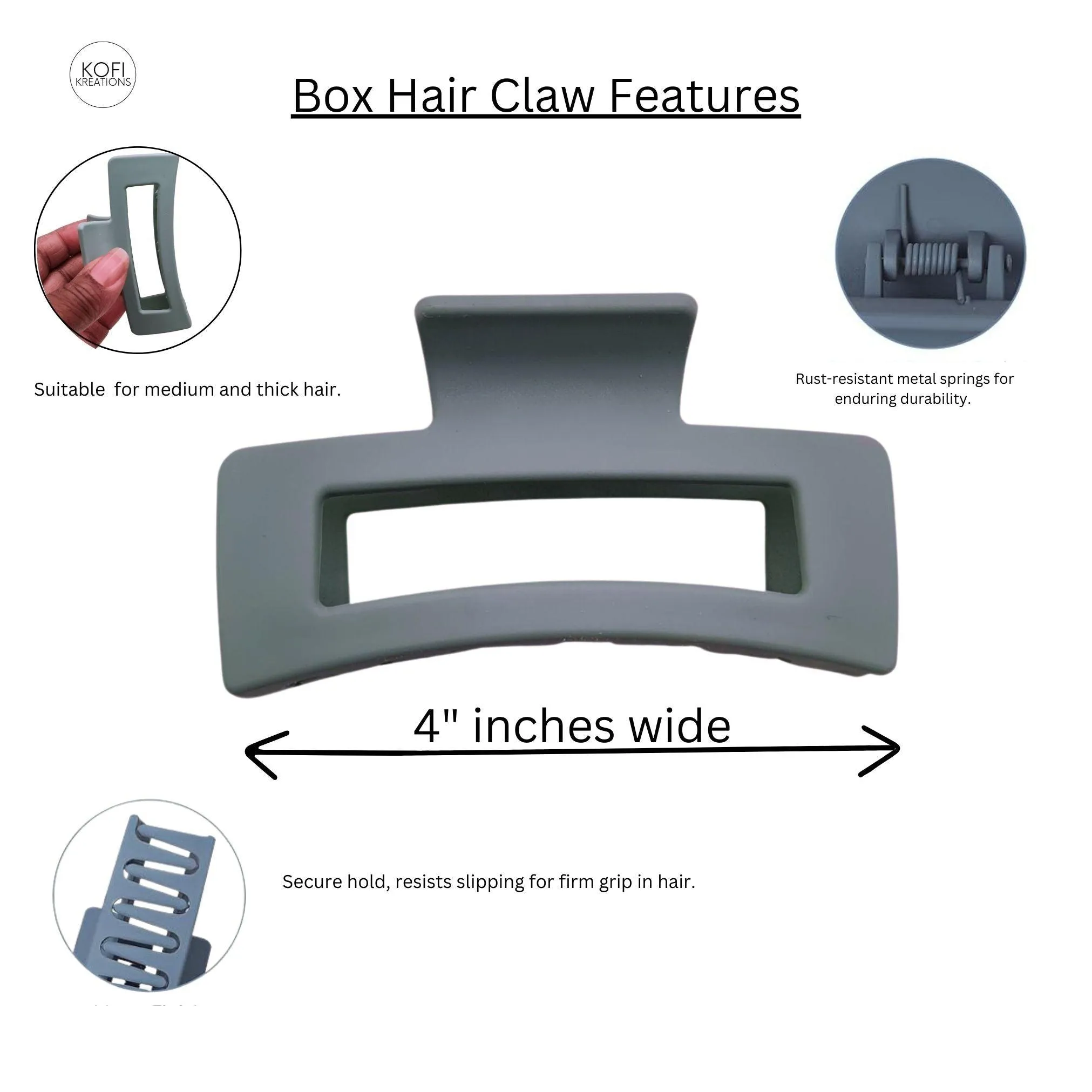 Sea Green Box Hair Claw Clip
