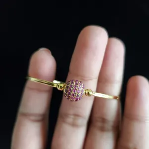 Seeta R and Swathi Vishnu Cubic Zirconia Delicate Kada With Gold Plating Ruby