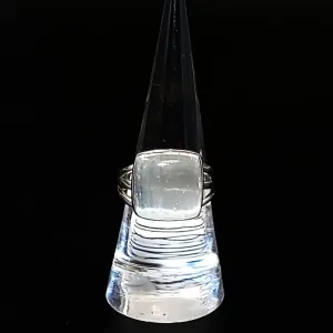 Selenite Ring Square Sterling Silver Size 8