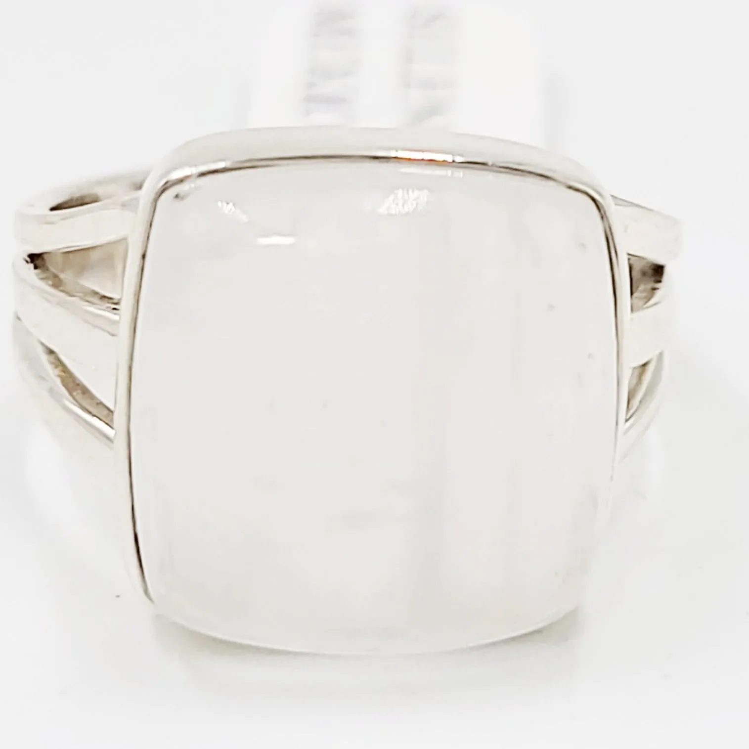 Selenite Ring Square Sterling Silver Size 8