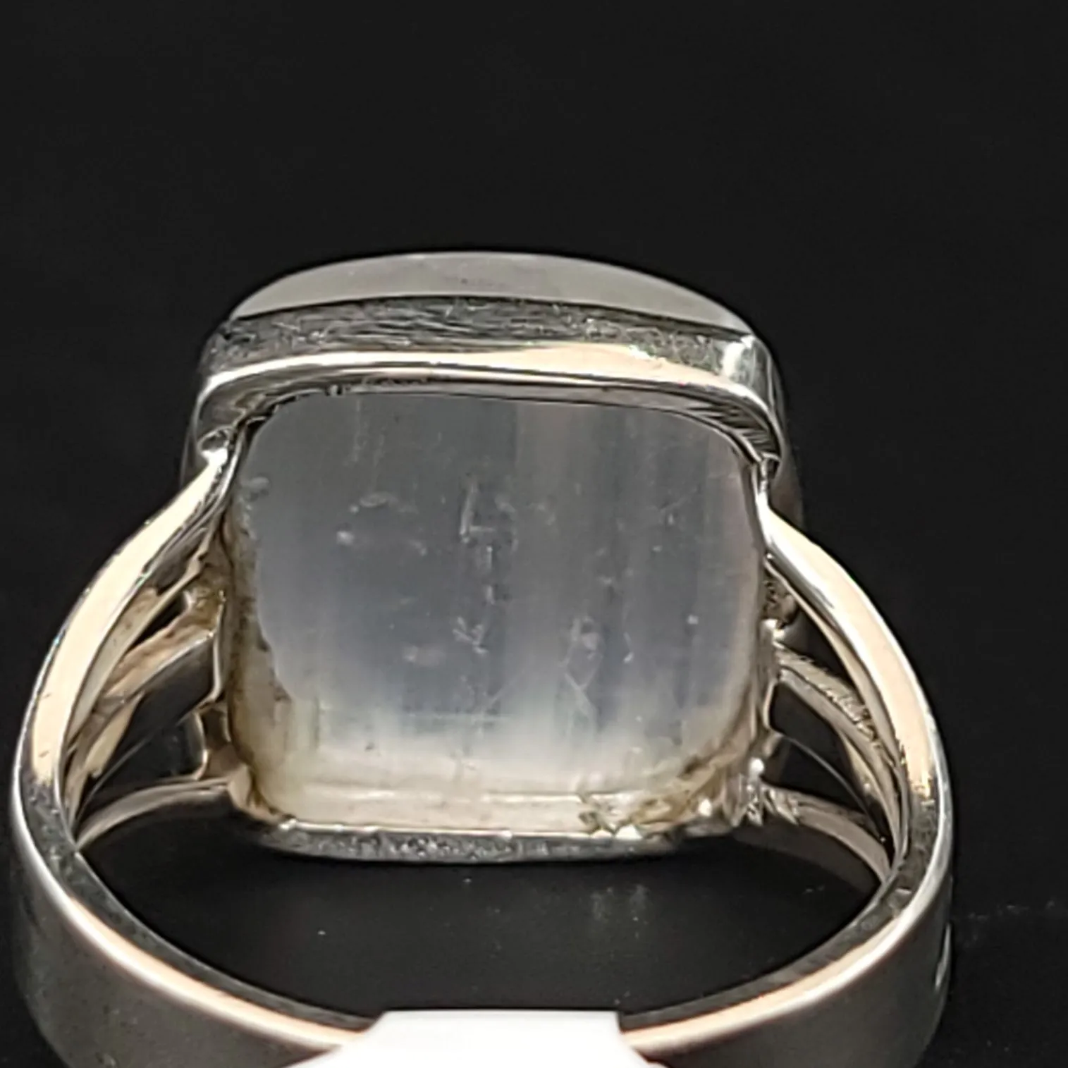 Selenite Ring Square Sterling Silver Size 8