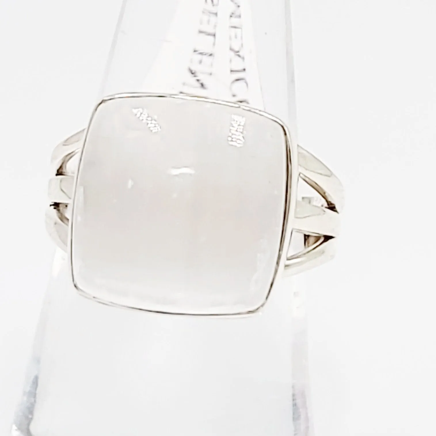 Selenite Ring Square Sterling Silver Size 8