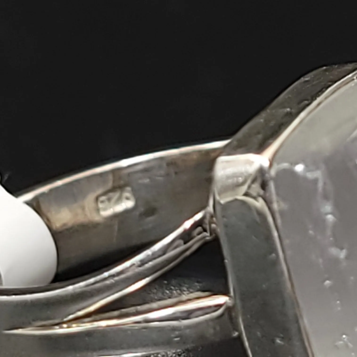 Selenite Ring Square Sterling Silver Size 8