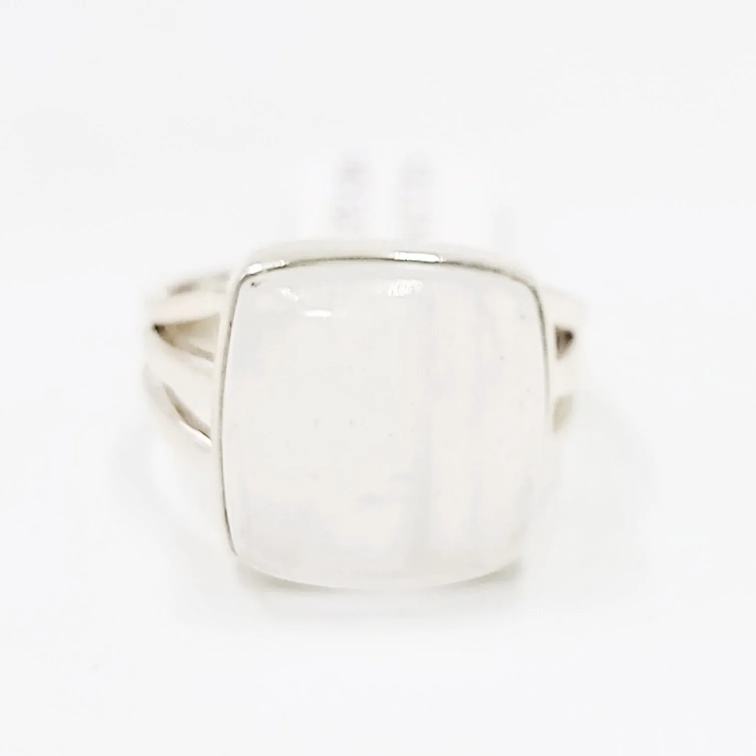 Selenite Ring Square Sterling Silver Size 8