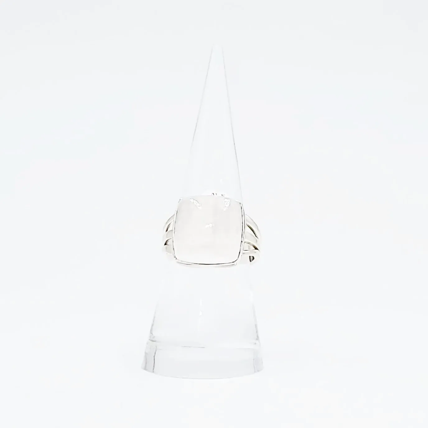 Selenite Ring Square Sterling Silver Size 8