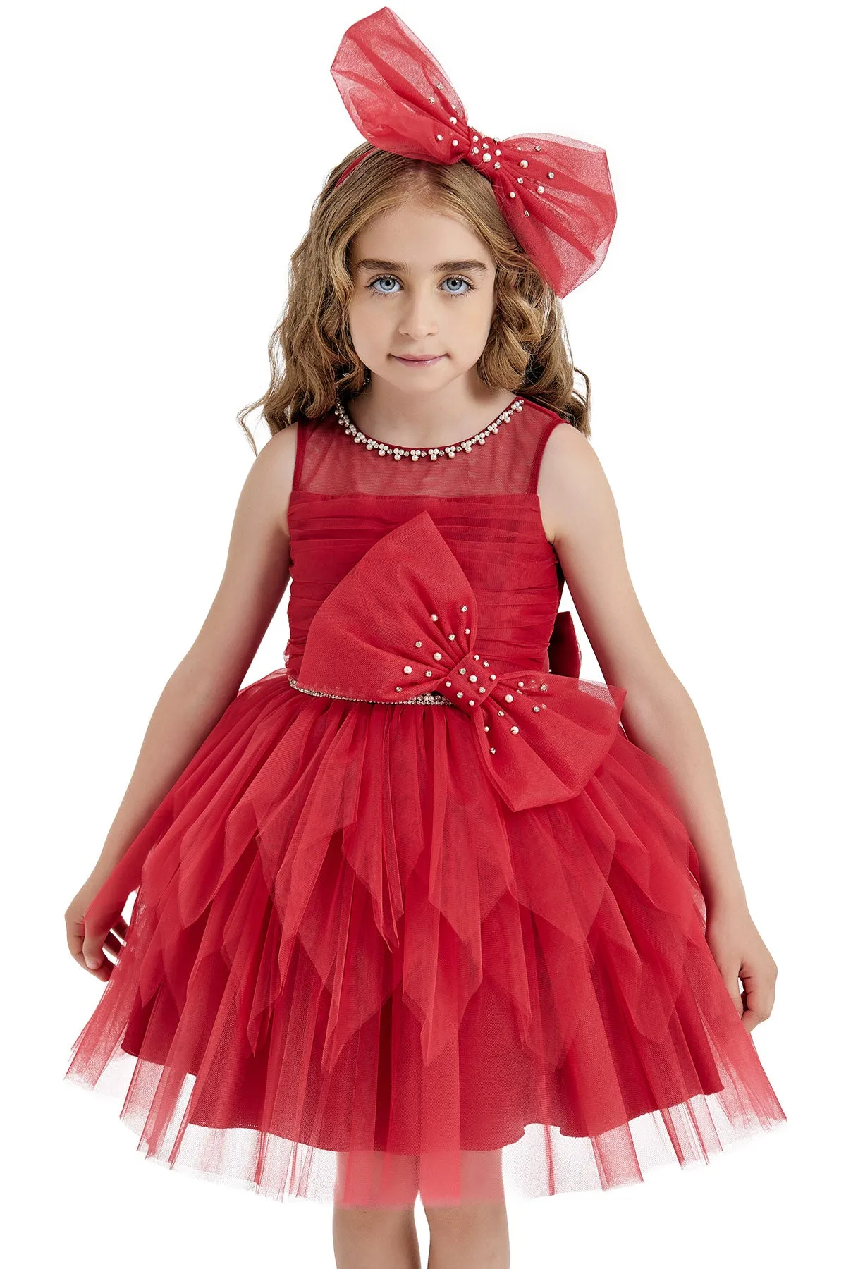 Short Red Tulle Dress for Girl