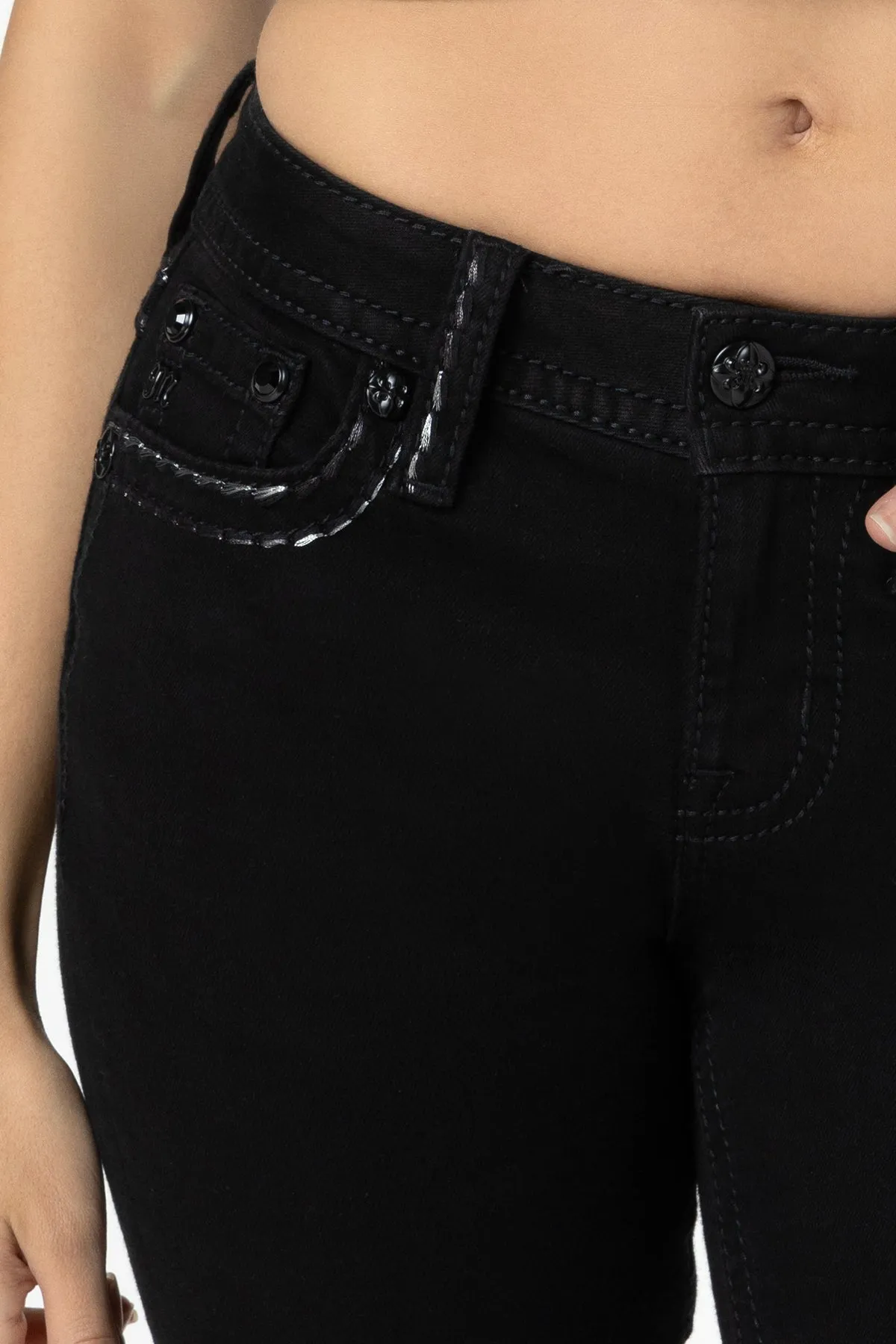 Silver Metallic Classic Black Bootcut Jeans