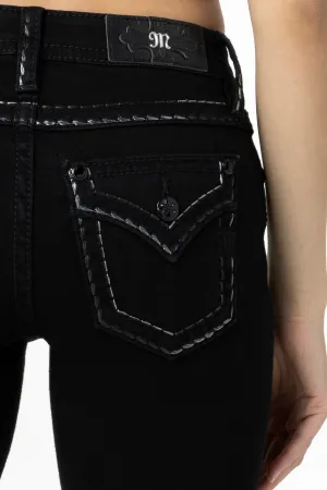 Silver Metallic Classic Black Bootcut Jeans