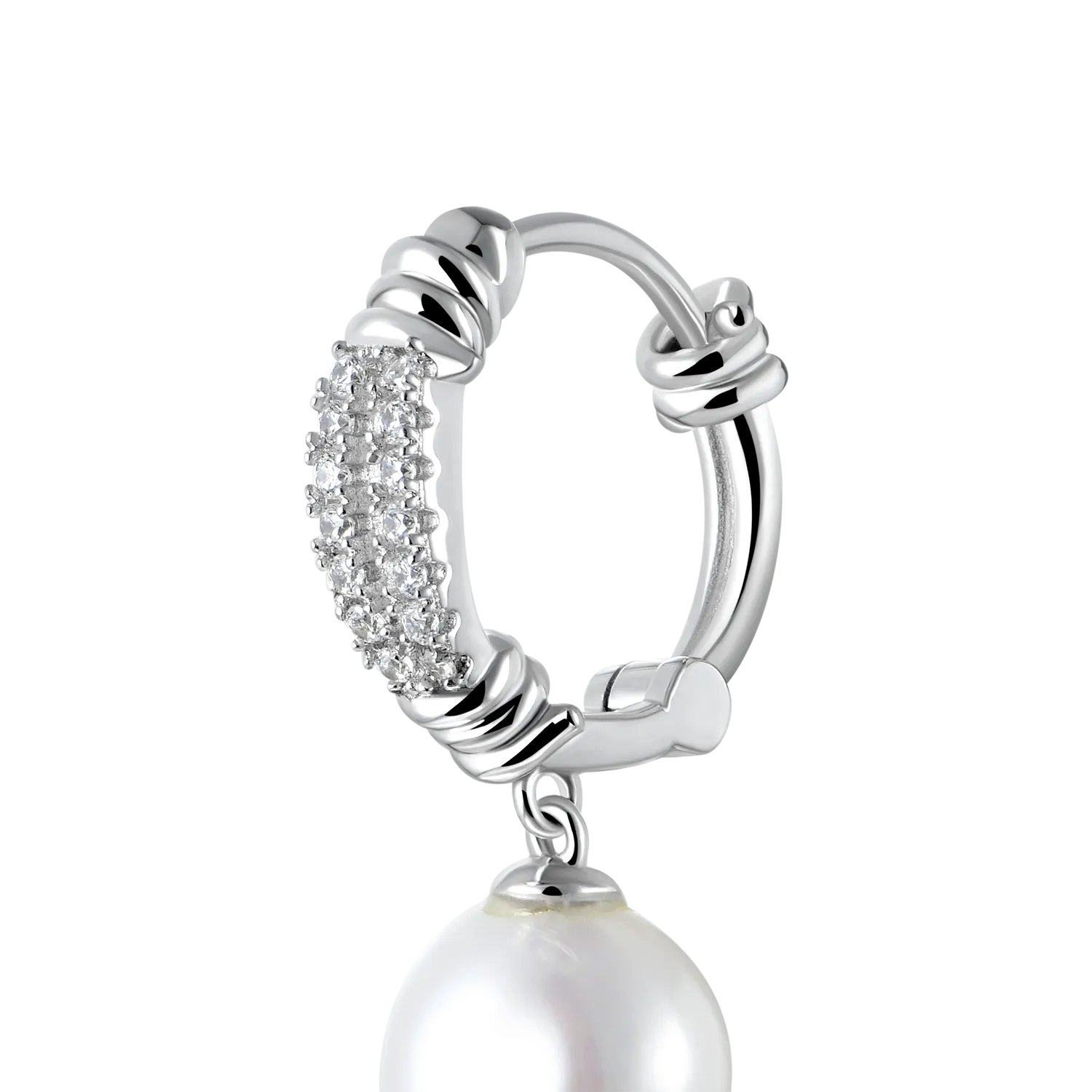 Single Barbed Wire Pearl Dangly Earring