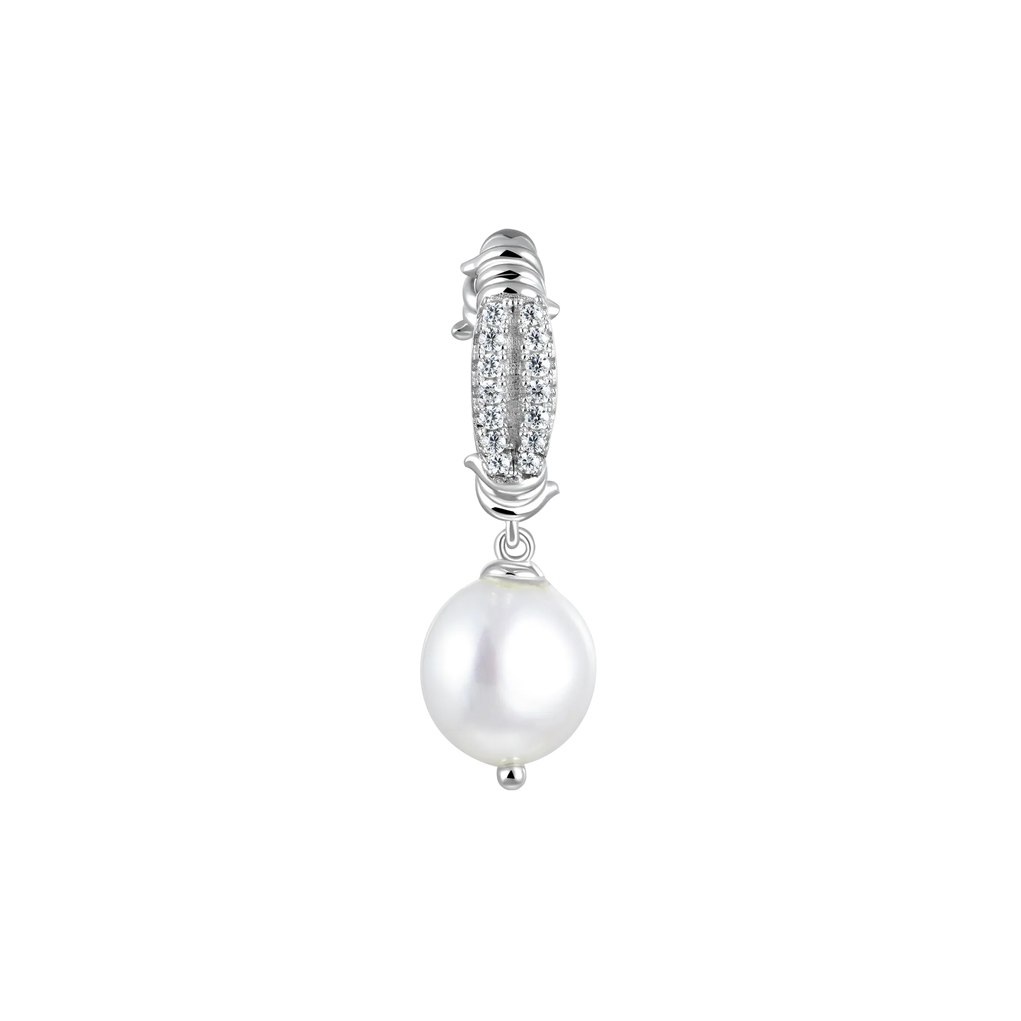 Single Barbed Wire Pearl Dangly Earring
