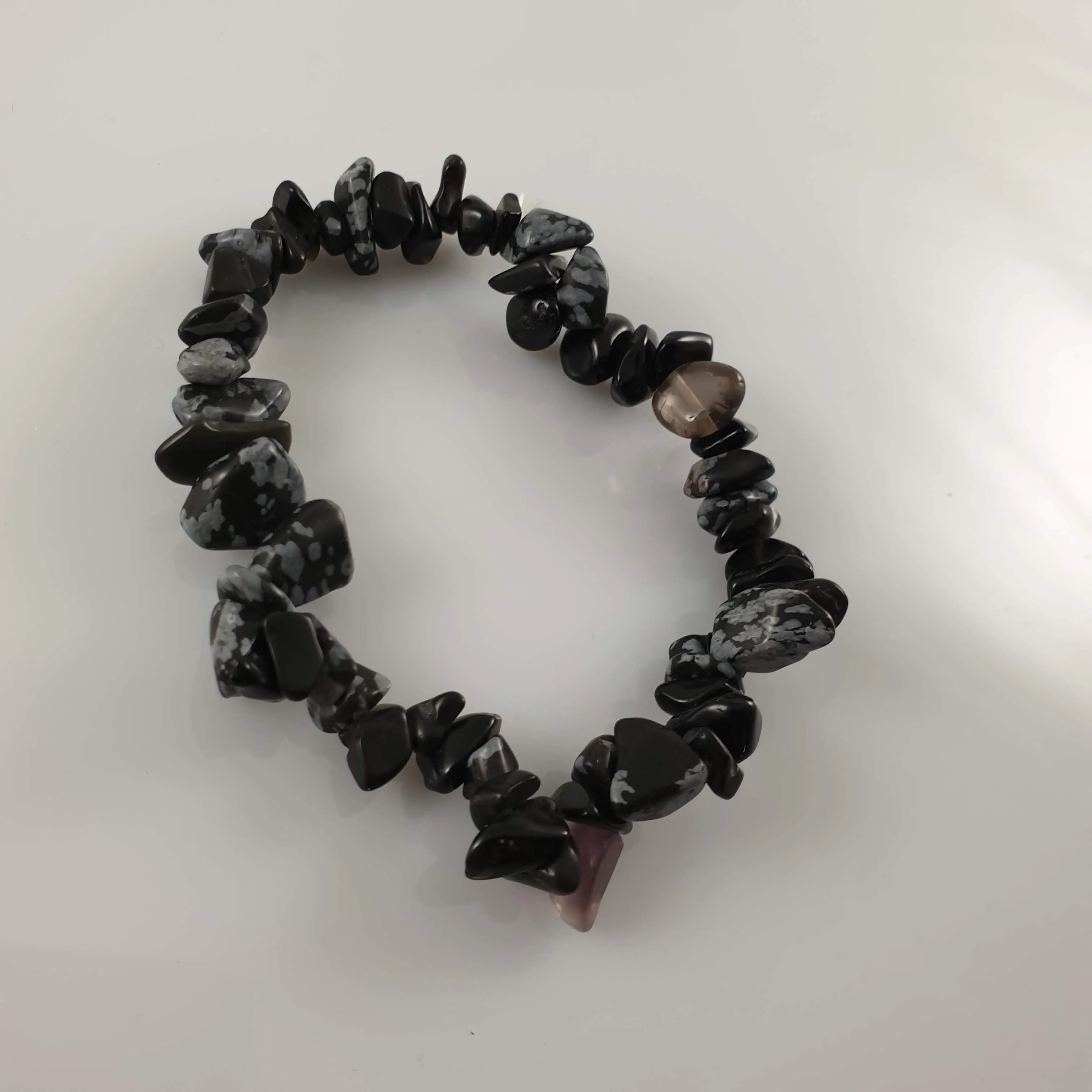 Snowflake Obsidian Chip Crystal Bracelet