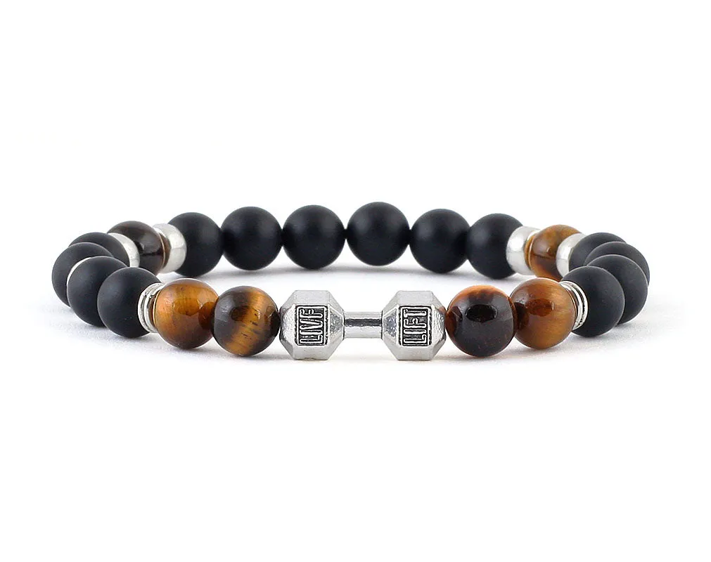 Sports men's bracelet with dumbbell bead