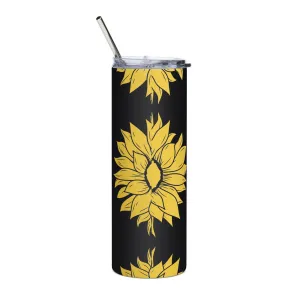 Stainless Steel Tumbler, White/Yellow Sunflower Tumbler, Hot/Cold, 20 OZ