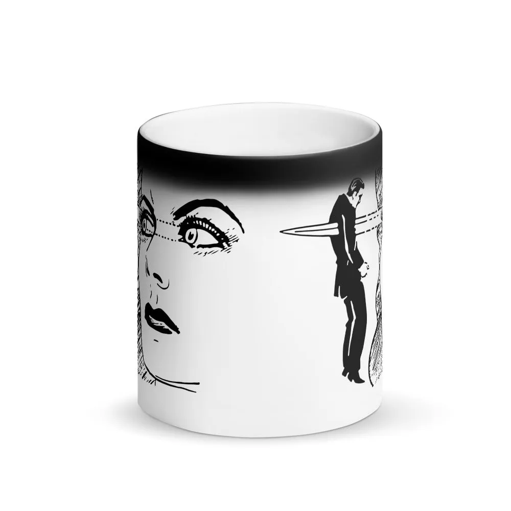 Staring Daggers Matte Black Magic Mug