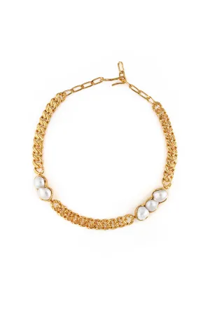 STATEMENT CHAIN NECKLACE WITH CULTURED PEARLS