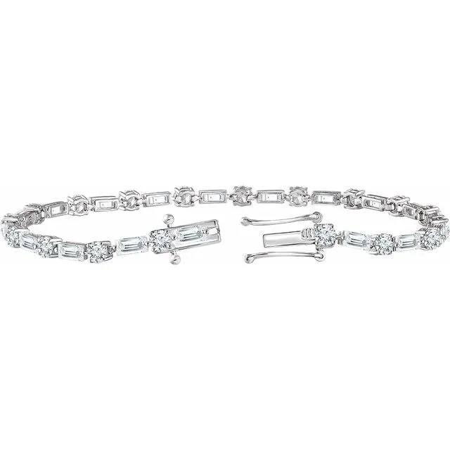 Sterling Silver Cubic Zirconia Line 7" Bracelet