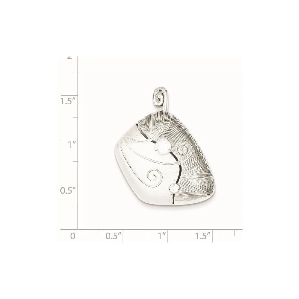 Sterling Silver CZ & Matte Curl Pendant